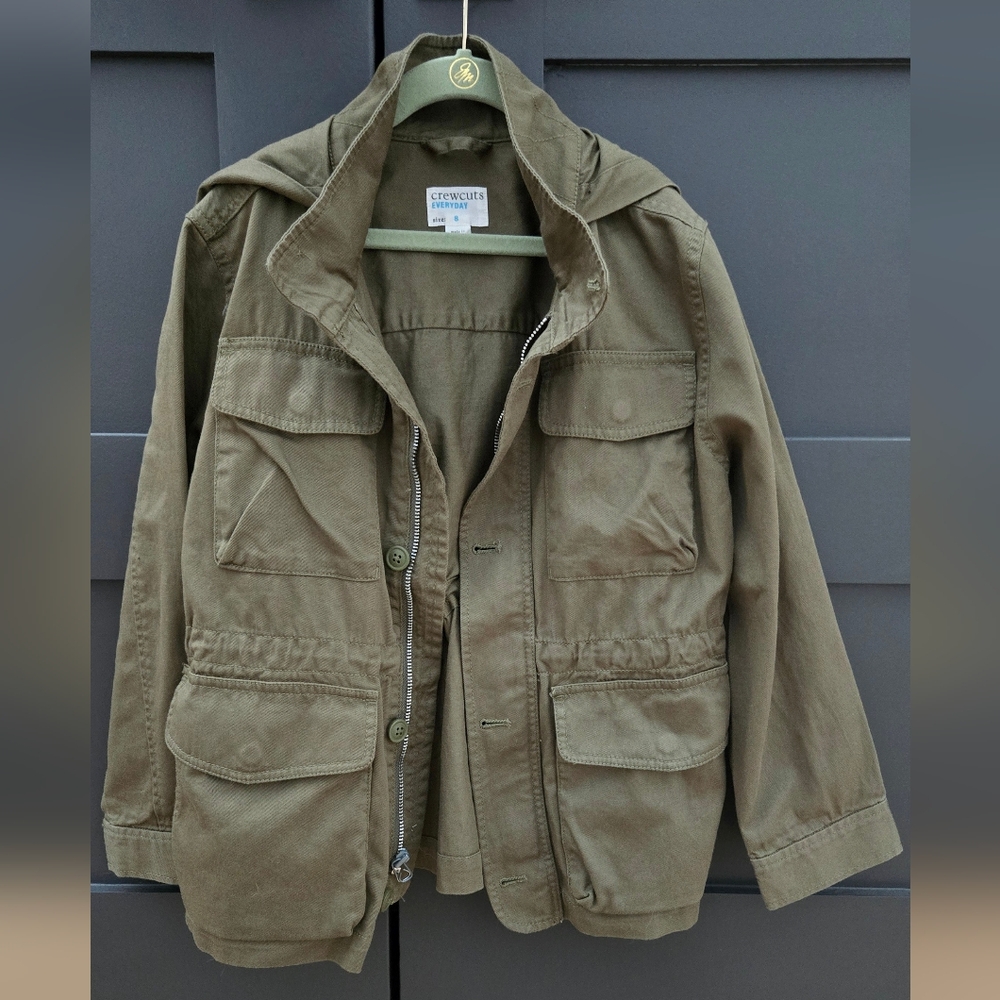 JCrew Crewcuts Kids Army Green Washed Canvas Jacket